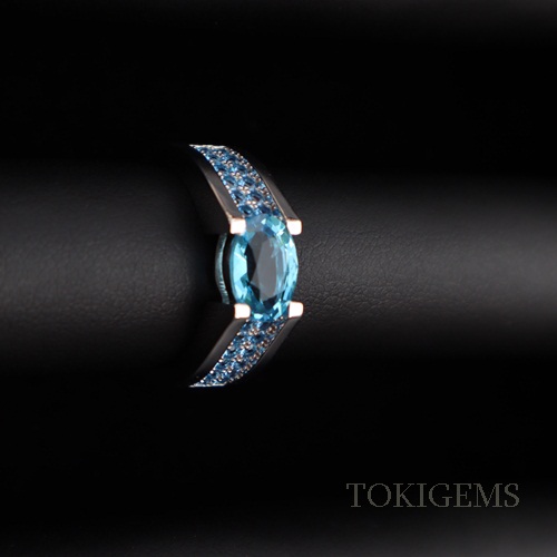 NHẪN BẠC ĐÁ CHỦ TOPAZ XANH